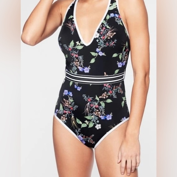 Athleta Other - Athleta Gold Coast One Piece Swimsuit Medium NWT Black and Floral Beach Pool